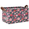ALAZA Cartoon Strawberry Blossom Leaf Rectangular Closet Storage Box Storage Bin Basket Storage Cube with Leather Handles Nursery Storage Laundry Hamper 2 Piece view 1