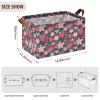 ALAZA Cartoon Strawberry Blossom Leaf Rectangular Closet Storage Box Storage Bin Basket Storage Cube with Leather Handles Nursery Storage Laundry Hamper 2 Piece view 3