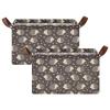 ALAZA Hedgehog Red Love Heart Rectangular Closet Storage Box Storage Bin Basket Storage Cube with Leather Handles Nursery Storage Laundry Hamper 2 Piece view 2