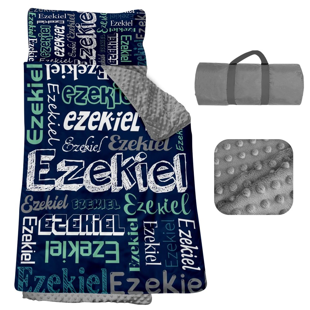 Personalized Toddler Nap Mat, Custom Name Kids Sleeping Bag, Daycare Nap Mat with Pillow and Blanket, Nap Mats for Preschool Kindergarten, Toddler Sleeping Bag Rolled Slumber Bags - Style 18
