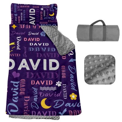 Personalized Toddler Nap Mat, Custom Name Kids Sleeping Bag, Daycare Nap Mat with Pillow and Blanket, Nap Mats for Preschool Kindergarten, Toddler Sleeping Bag Rolled Slumber Bags - Style 12