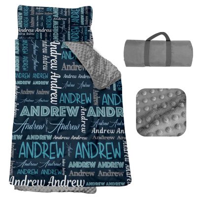Personalized Toddler Nap Mat, Custom Name Kids Sleeping Bag, Daycare Nap Mat with Pillow and Blanket, Nap Mats for Preschool Kindergarten, Toddler Sleeping Bag Rolled Slumber Bags - Style 10