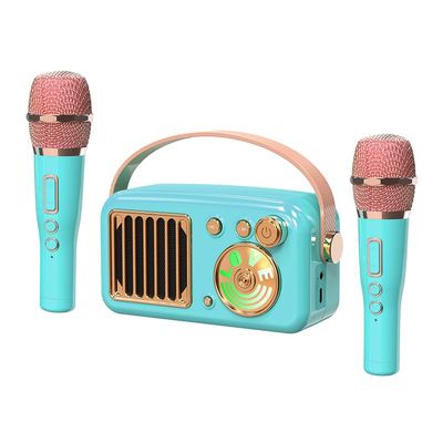 Cyboris Karaoke Machine for Kids Adults, 15W Mini Handheld Portable Bluetooth Speaker &2 Wireless Microphone& Lights,9H Playtime,AUX&TF-Card Input,Bluetooth 5.3, Birthday Gifts for Girls Boys(Green)