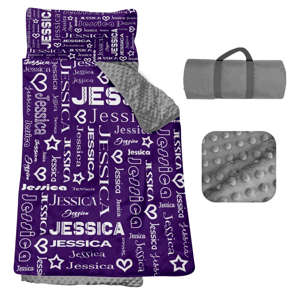 Personalized Toddler Nap Mat, Custom Name Kids Sleeping Bag, Daycare Nap Mat with Pillow and Blanket, Nap Mats for Preschool Kindergarten, Toddler Sleeping Bag Rolled Slumber Bags - Style 05