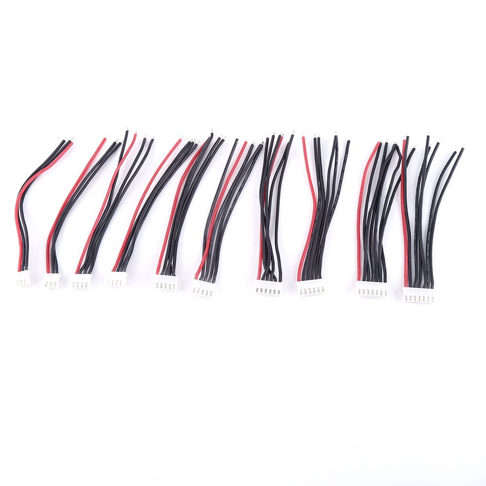 10Pcs 10cm 22AWG Balance Connector Cable, 2S 3S 4S 5S 6S Lipo Balance Charger Silicone Wire Balance Lead Extension Cable Adapter Plug