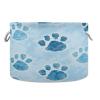 KJIZMO Blue Dog Paw Prints Large Round Storage Basket with Handle, Collapsible Decorative Laundry Baskets for Blanket, Cotton Rope Organizer Towels Nursery Hamper Bin, 20" x 14" view 1
