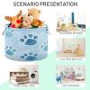 KJIZMO Blue Dog Paw Prints Large Round Storage Basket with Handle, Collapsible Decorative Laundry Baskets for Blanket, Cotton Rope Organizer Towels Nursery Hamper Bin, 20" x 14" view 4