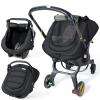 IvyWind Winter Baby Car Seat Cover, Universal Carseat Cover for Babies with Breathable Mesh Window, Cozy and Warm Car Seat Covers for Cold Weather, Kick-Proof Infant Carseat Canopy for Boy Girl, Black view 1