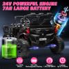 24V 2 Seater Ride on Car for Kids, MOEYURO 800W Powered UTV Toy, 5MPH Large Side by Side Electric Car w/Remote, Bluetooth, LED Light, 3 Speeds, Music, Spring Suspension, Storage, Black view 2
