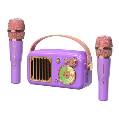 Cyboris Karaoke Machine for Kids Adults, 15W Mini Handheld Bluetooth Karaoke Speaker &2 Wireless Microphone& Lights,9H Playtime,AUX&TF-Card Input,Bluetooth 5.3, Birthday Gifts for Girls Boys(Purple)