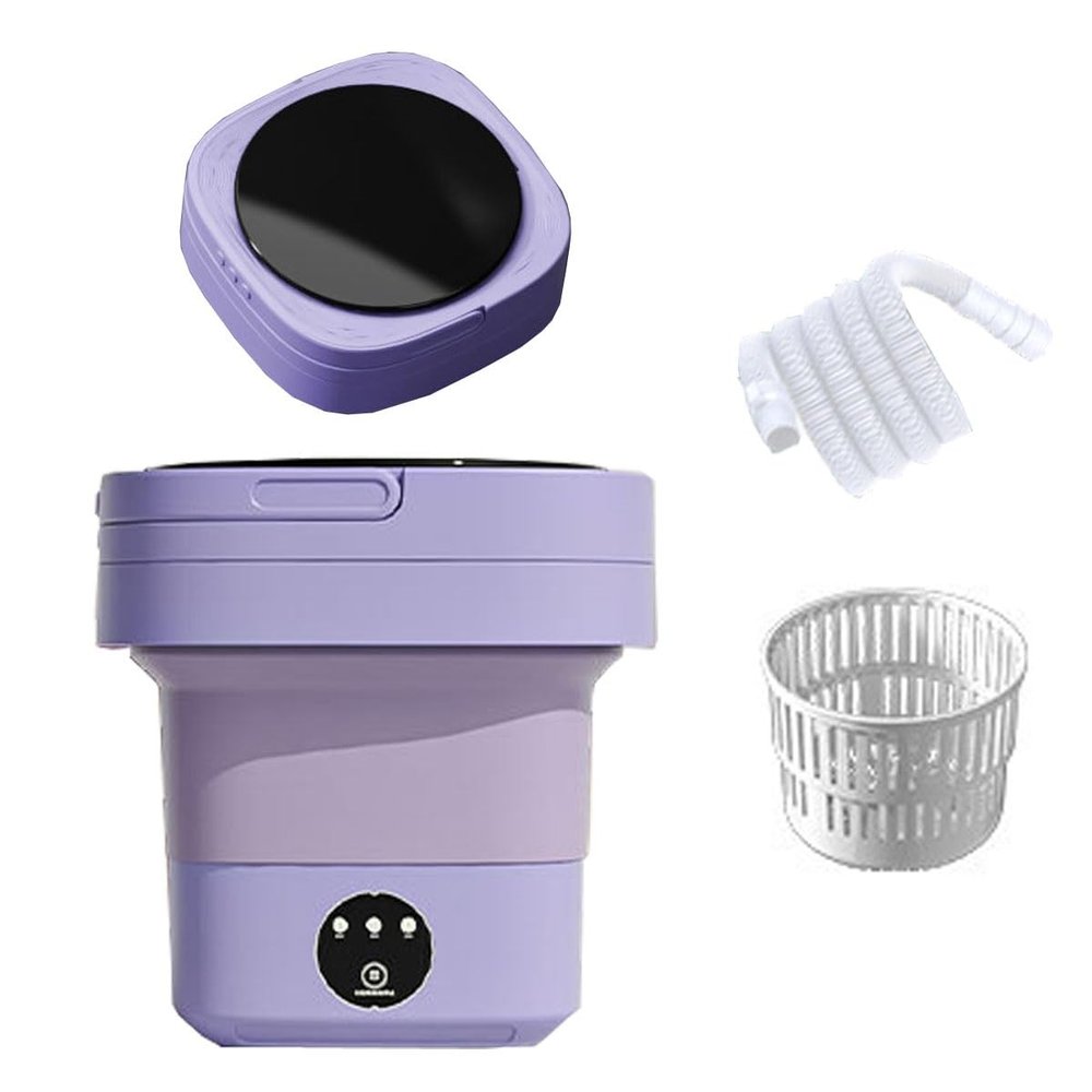 Foldable Travel Washing Machine 12 * 6 * 12in Small Washer 8L Space Saver Portable Washing Machine Clean Laundry Anywhere For Tiny Spaces(Purple)