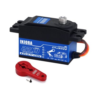 INJORA INJS022 22KG Low Profile Digital Servo and 25T Servo Horn for 1/10 RC Car Robot Model Upgrade