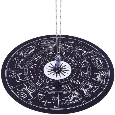 CRASPIRE Pendulum Pad Making Kits Dowsing Divination Astrology Pads Rubber Altar Pendulum Mats Constellation with DIY Blue Spot Jasper Pointed Pendants Metaphysical Message Board for Divining Decor