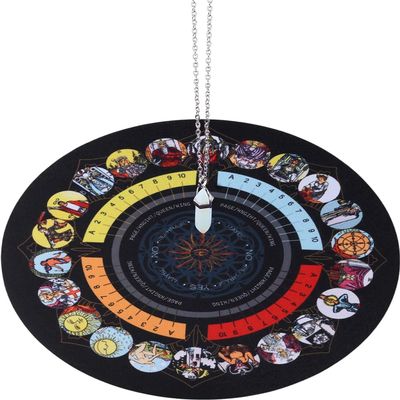 CRASPIRE Pendulum Pad Making Kits Dowsing Divination Astrology Mats Rubber Altar Pendulum Mat Tarot Card Pads Boho with Opalite Pointed Pendants Metaphysical Message Board for Divining Decoration