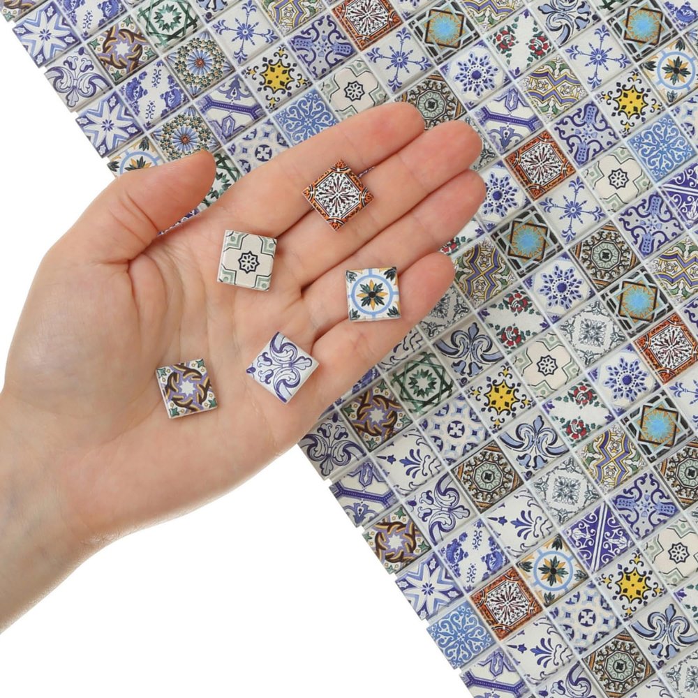 150 pcs, Dollhouse Flooring, 1:12 Scale Doll House Tiles, Miniature Checkerboard Floor, REDUCIO! (Mediterranean Patterns)