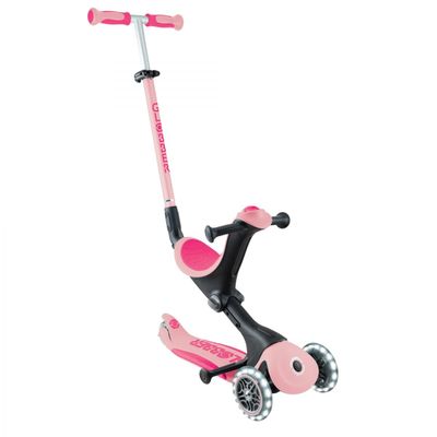 Globber - GOUP Deluxe Lights - 3-wheel evolutionary scooter with seat, for children from 15 months to 6 years old, pink
