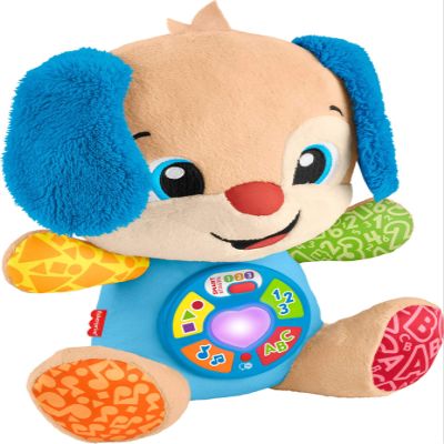 Fisher-Price Baby Learning Toy Laugh & Learn Smart Stages Puppy Musical Plush with Smart Stages for Infants Ages 6+ Months, Multilanguage Version