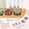Costzon Play Kitchen for Kids, Wooden Toy Kitchen Set with Blackboard, Faucet, Sink, Oven, Microwave, Dishwasher, Accessories, Pretend Cooking Toy for Toddlers, Kids Kitchen Playset, Gift for Ages 3+ view 2