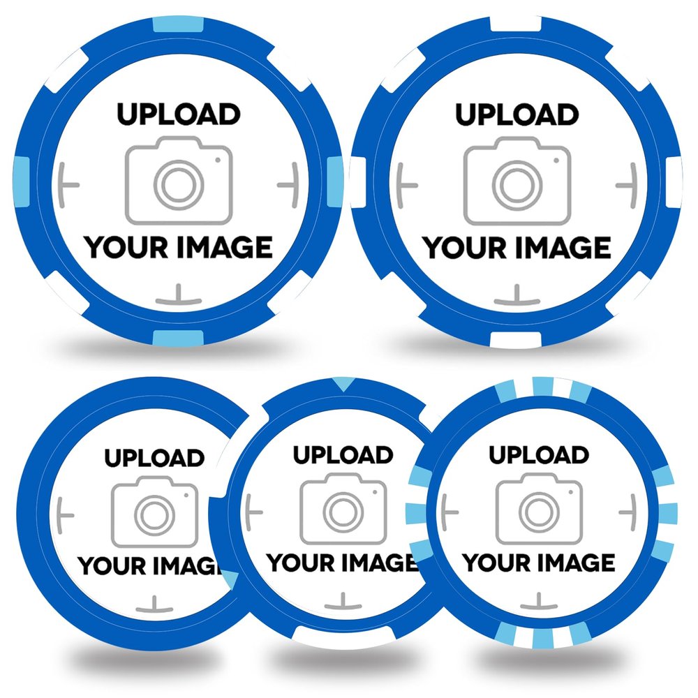 100-1000 Custom Plastic Chips,5 Available in 9 Colors,Double Sided Full Color PrintRush Production Available!Add Your Own Design,Personalized Image or Text on Chip (Blue 40MM)