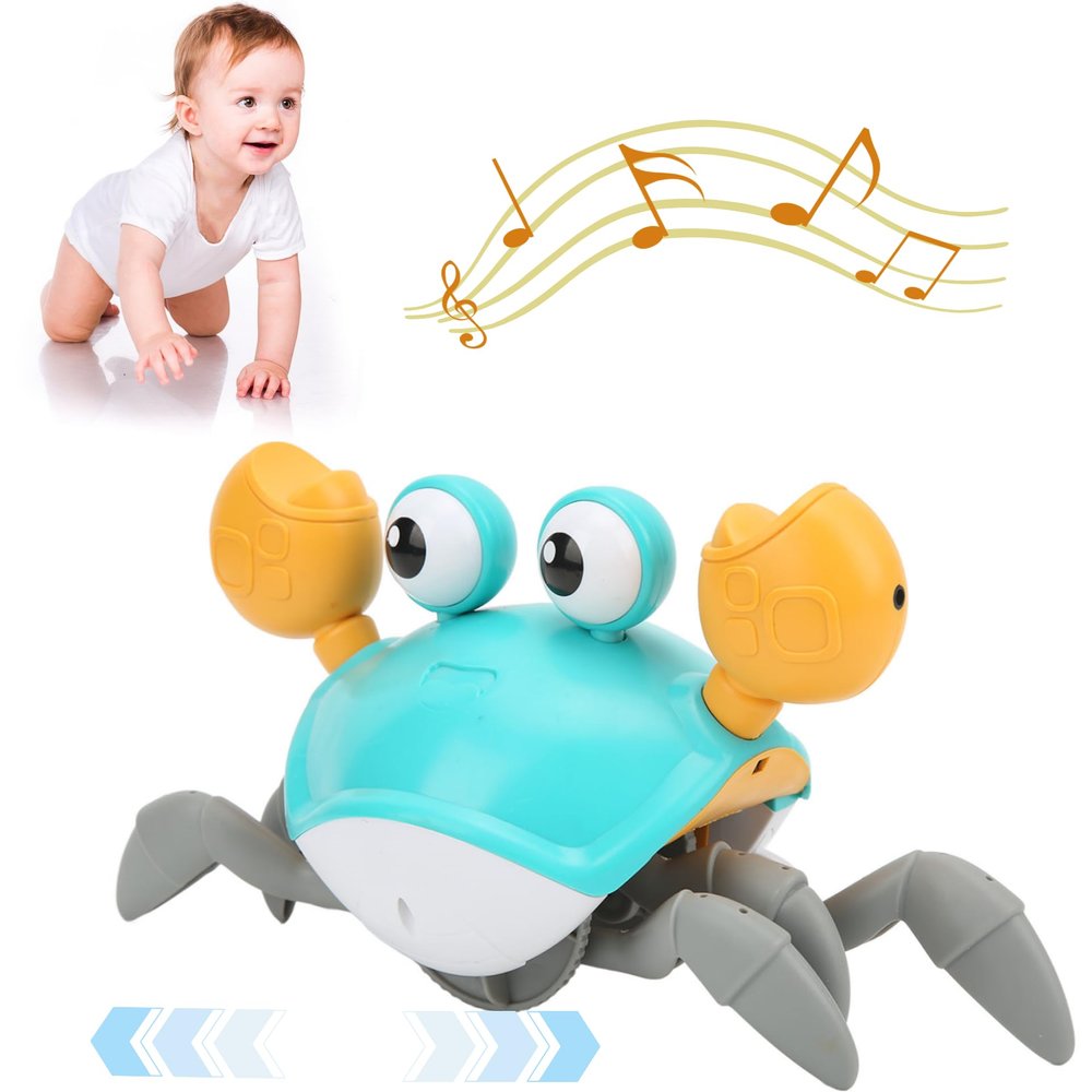 WLAUBO Crawling Crab Baby Toy,Tummy Time Musical Walking Dancing Crab Toys for Babies Toddler Interactive Development Toy