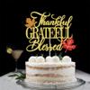 YQLXDHBD Thankful Grateful Blessed Cake Topper,Thanksgiving Cake Decor,Glitter Maple Leaf Pumpkin Fall Theme Cake Picks,Happy Thanksgiving Day Theme Birthday Party Cake Decorations view 3