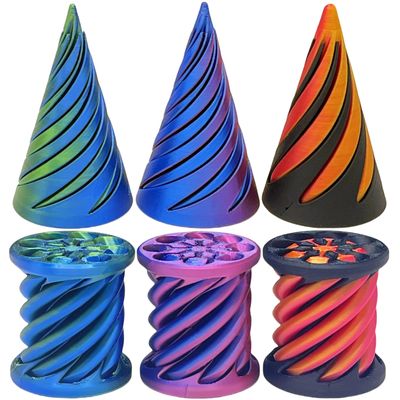 TIM CHESS 6 Packs Impossible Cone, 3D Printed Fidget Toy for Stress Relief, ADHD & Anxiety Spiral Cone Fidget Toy, Impossible Pyramid Passthrough for Adults, Spiral Illusion Desktop Decoration