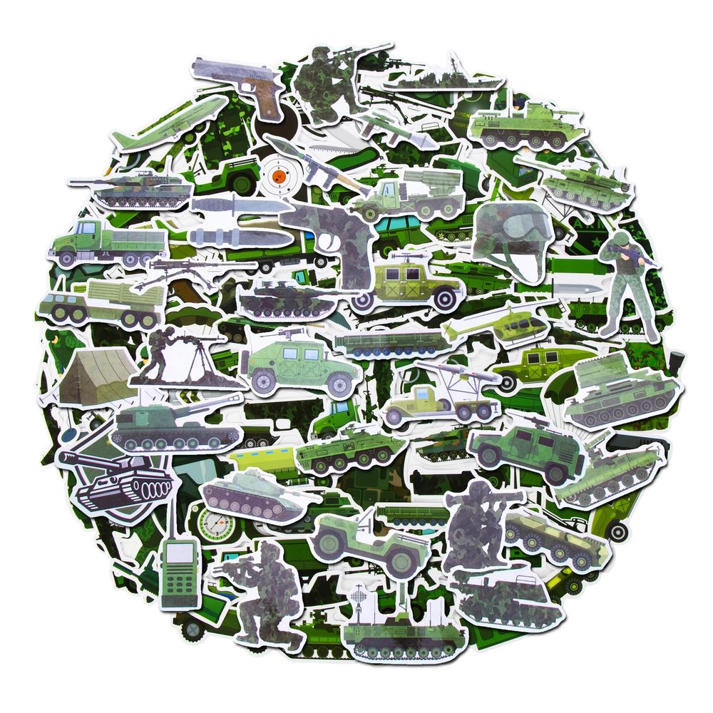 100 Pack Army Stickers, Camouflage Camo Military Party Favors Gifts, Birthday Decorations