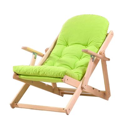 WDFYJ Lounge Chair, Folding Lunch Break Lazy Chair Fabric Solid Wood Chair Sofa Balcony Outdoor Nap Chair 89x87x105cm(Green)
