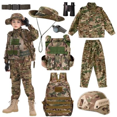 Children's Army Special Forces Clothing Children's Camouflage Single Soldier Clothing Helmet Backpack Soldier Boy (6-7/120)