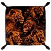 African Lion Print Microfiber Leather Dice Trays Folding for RPG DND Table Games, Leather Dice Holder Storage Box Portable Folding Rolling Dice Tray, 16x16cm view 1