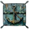 Anchor Paiting Microfiber Leather Dice Trays Folding for RPG DND Table Games, Leather Dice Holder Storage Box Portable Folding Rolling Dice Tray, 20.5x20.5cm view 1