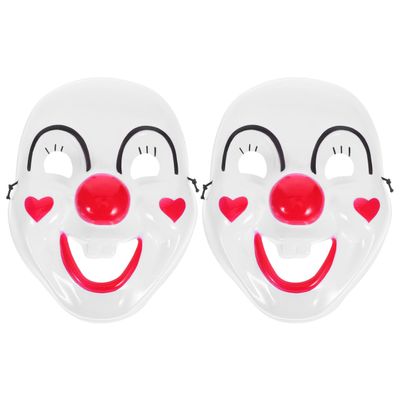 Amosfun 2pcs Clown Mask Adult Size with Adjustable Strap Full Face Mask Circus Party Costume Accessory 6.7 x 8.7 Inch