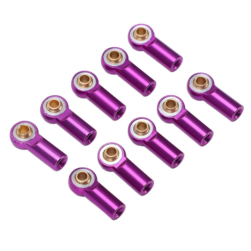10pcs RC Car Link Rod Ends,High Strength Aluminum M3 Metal Ball End Holder Replacement Parts for AXIAL SCX10 1/10 RC Car ()