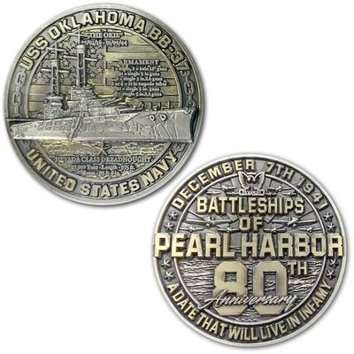 USS Oklahoma BB-37 Battleships of Pearl Harbor Collectible Challenge Coin