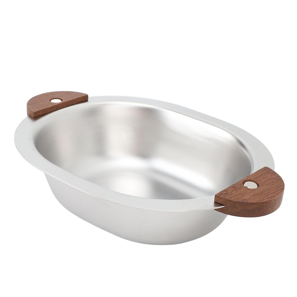 JTLB Rice Bowl, Cute Bear Shape, Bowl with Two Ears, Stainless Steel for Meals, Desserts and Salads, Easy to Clean, Includes Walnut Wood Spoon (Type 2)