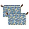 ALAZA Duck Surfboard Blossom Rectangular Closet Storage Box Storage Bin Basket Storage Cube with Leather Handles Nursery Storage Laundry Hamper 2 Piece view 2