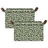 ALAZA Daisy Leaf Blossom Floral Rectangular Closet Storage Box Storage Bin Basket Storage Cube with Leather Handles Nursery Storage Laundry Hamper 2 Piece view 2