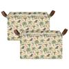 ALAZA Black Pug Palm Tree Pineapple Rectangular Closet Storage Box Storage Bin Basket Storage Cube with Leather Handles Nursery Storage Laundry Hamper 2 Piece view 2