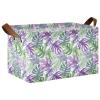 ALAZA Green Leaf Blossom Rectangular Closet Storage Box Storage Bin Basket Storage Cube with Leather Handles Nursery Storage Laundry Hamper 2 Piece view 1