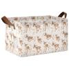 ALAZA Deer Leaf Retro Rectangular Closet Storage Box Storage Bin Basket Storage Cube with Leather Handles Nursery Storage Laundry Hamper 2 Piece view 1