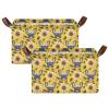 ALAZA Bulldog Sunflower Rectangular Closet Storage Box Storage Bin Basket Storage Cube with Leather Handles Nursery Storage Laundry Hamper 2 Piece view 2