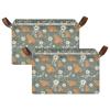ALAZA Capybara Flower Leaf Rectangular Closet Storage Box Storage Bin Basket Storage Cube with Leather Handles Nursery Storage Laundry Hamper 2 Piece view 2