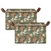 ALAZA Capybara Flower Leaf Blossom Rectangular Closet Storage Box Storage Bin Basket Storage Cube with Leather Handles Nursery Storage Laundry Hamper 2 Piece view 2