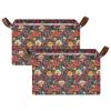 ALAZA Berry Fruit Leaf Blossom Rectangular Closet Storage Box Storage Bin Basket Storage Cube with Leather Handles Nursery Storage Laundry Hamper 2 Piece view 2