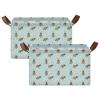 ALAZA Bee Polka Dot Blue Rectangular Closet Storage Box Storage Bin Basket Storage Cube with Leather Handles Nursery Storage Laundry Hamper 2 Piece view 2