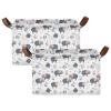 ALAZA Cartoon Animals Sheep Leaf Rectangular Closet Storage Box Storage Bin Basket Storage Cube with Leather Handles Nursery Storage Laundry Hamper 2 Piece view 2