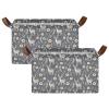 ALAZA Deer Blossom Flowers Rectangular Closet Storage Box Storage Bin Basket Storage Cube with Leather Handles Nursery Storage Laundry Hamper 2 Piece view 2
