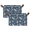 ALAZA Astronaut Shark Star Space Rectangular Closet Storage Box Storage Bin Basket Storage Cube with Leather Handles Nursery Storage Laundry Hamper 2 Piece view 2