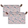 ALAZA Dolphin Leaf Fish Rectangular Closet Storage Box Storage Bin Basket Storage Cube with Leather Handles Nursery Storage Laundry Hamper 2 Piece view 2