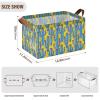 ALAZA Blue Cactus Yellow Rectangular Closet Storage Box Storage Bin Basket Storage Cube with Leather Handles Nursery Storage Laundry Hamper 2 Piece view 3